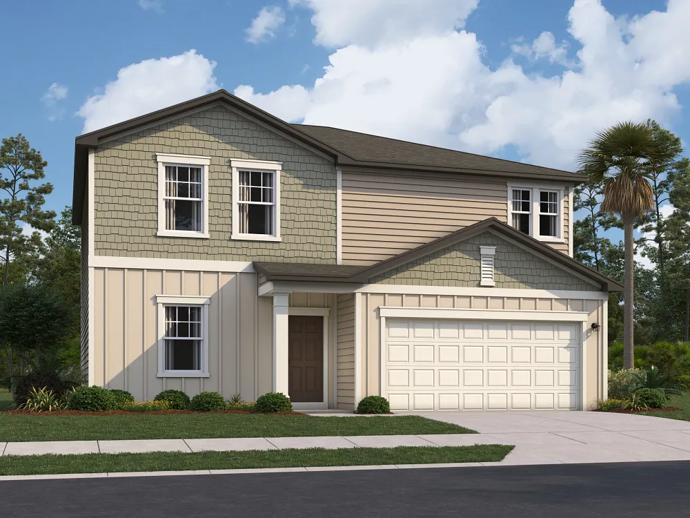 Fachada del modelo Beacon de Starlight Homes en Brookewater at Crossprairie