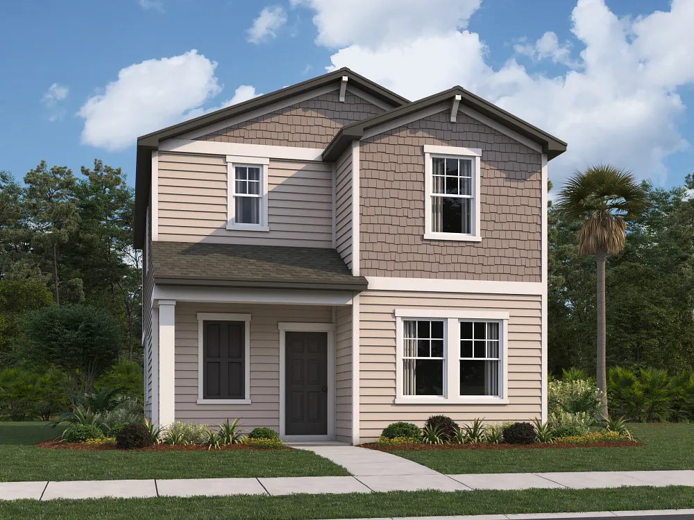 Fachada del modelo Lyon de Starlight Homes en Brookewater at Crossprairie